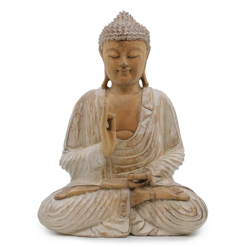 Hand Carved Buddha Statue - 40cm Teaching Transmission - Whitewash — foto 2