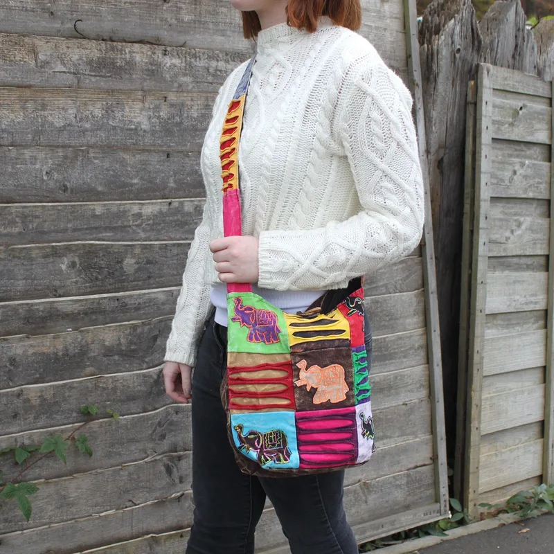 Ethnic Sling Bag Chocolate / Elephant