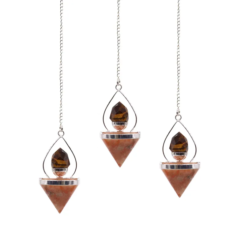 Gemstone Lantern of Life Pendulum Sunstone & Tigereye