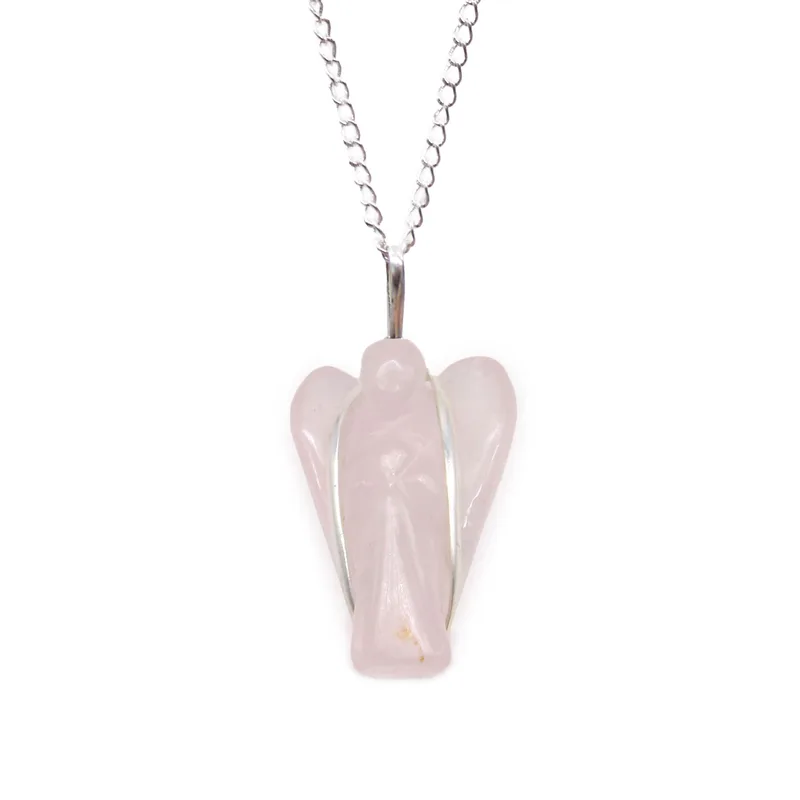 Gemstone Guardian Angel Pendant Rosa Quartz