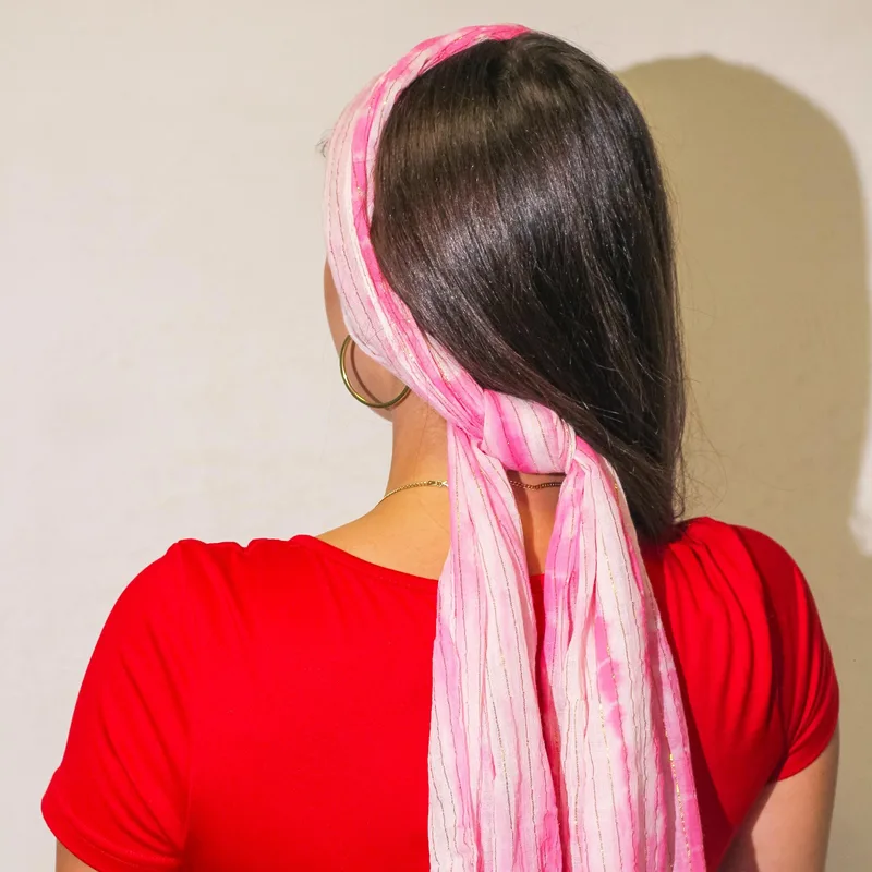 Nomad Sari Party Shine Pink Scarf – Oro Thread (180×50cm) — foto 1