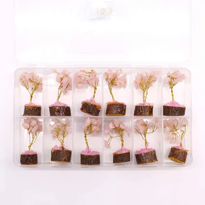 Mini Gemstone Trees On Legno Base - Rosa Quartz (15 stones) — foto 5