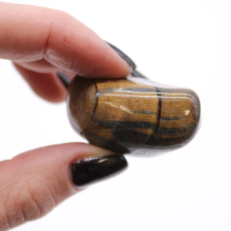 Bag of 12 Medium African Tumble Stones - Tigers Eye - Varigated — foto 1