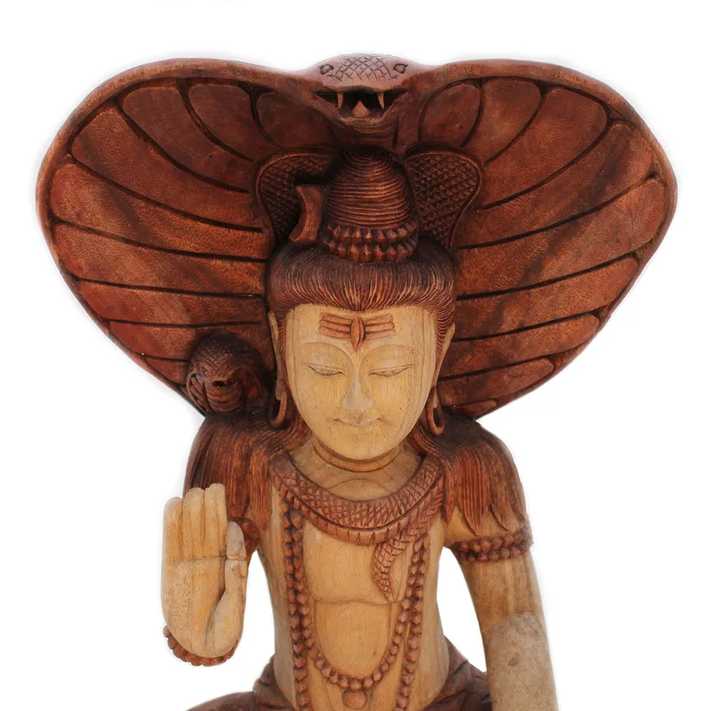 Hand Carved Buddha Statue Shiva with Cobra 50cm — foto 6