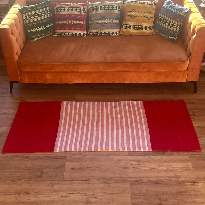 Tappeto in Cotone Indiano 70x170cm Rosso/Rosa — foto 1