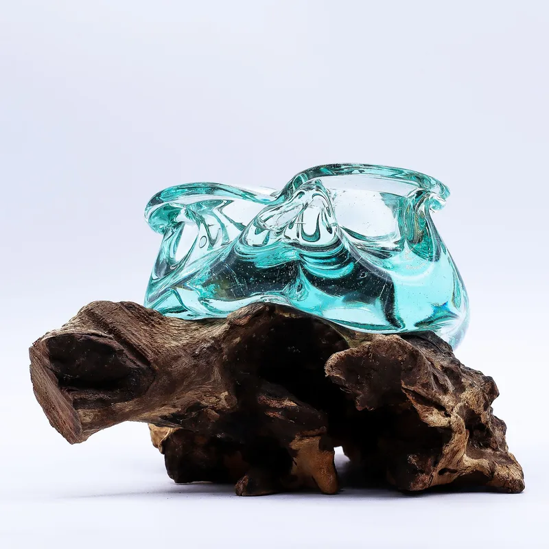 Molten Glass Chunky Ashtray / Candela Porta on Legno 23cm — foto 2