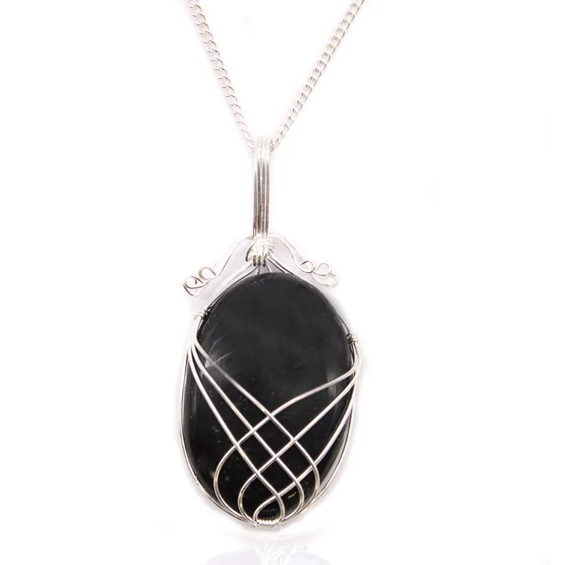 Swirl Wrapped Gemstone Necklace Nero Onyx — foto 1