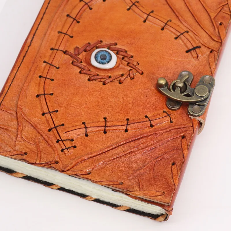 Light Brown Tan Book Evil Eye Decor 160 Deckle Edges Pages 20x15cm — foto 2