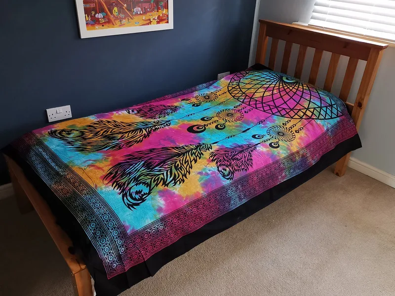 Single Cotton Bedspread + Wall Hanging Dreamcatcher 130cm x 200cm — foto 1