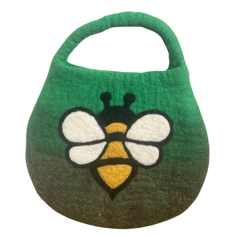 Water Felted Bee Bag One Handle with Magnet Garden Greens — foto 3