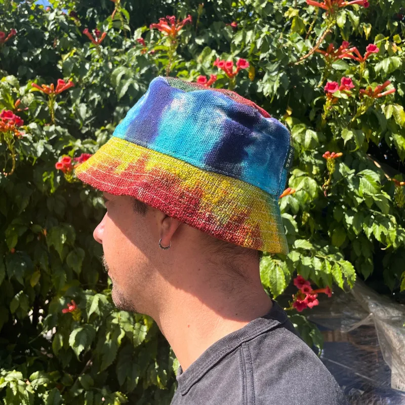 Patched Hemp & Cotton Boho Festival Hat Tiedye — foto 2