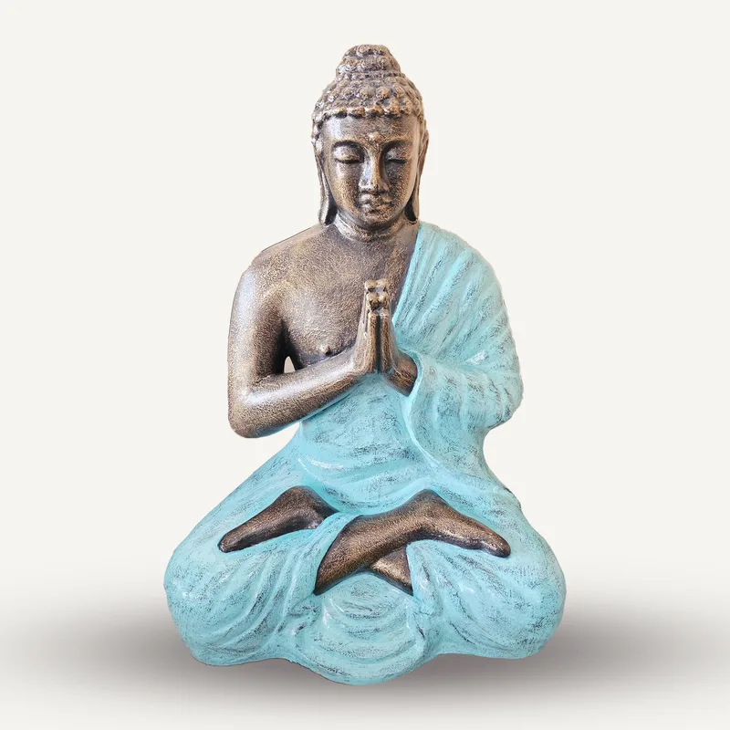 Med Large Turquoise & Oro Praying Buddha Statue 1.2m Tall — foto 1