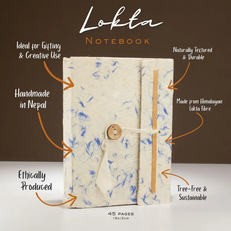 Med Lokta Mixed Blu Cotton Notebook Lrg (15x12cm) - 45 leafs