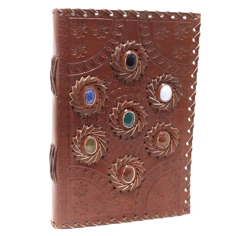 Leather Chakra Stone Notebook