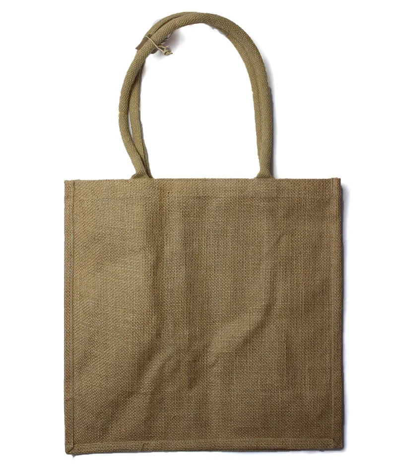 Borsa dello shopping grande in juta con tasca porta bottiglie