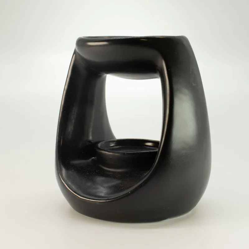 Ceramic Zen Olio Bruciatore - Large Oval Pebble - Matt Nero — foto 2