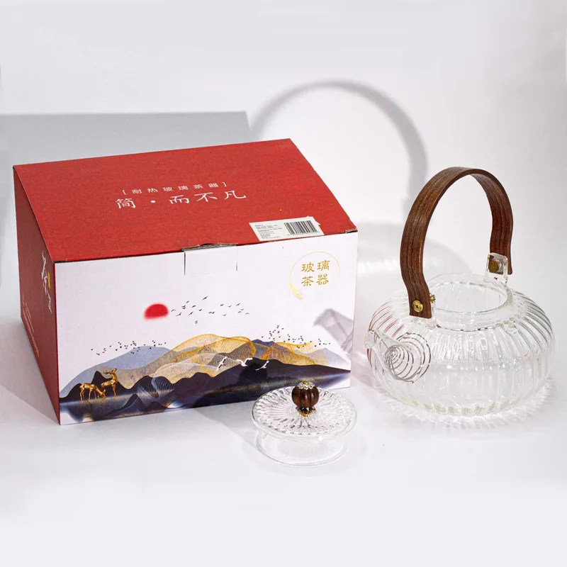 Glass Infuser Teapot Clear Ribbed Pearl 850ml — foto 3