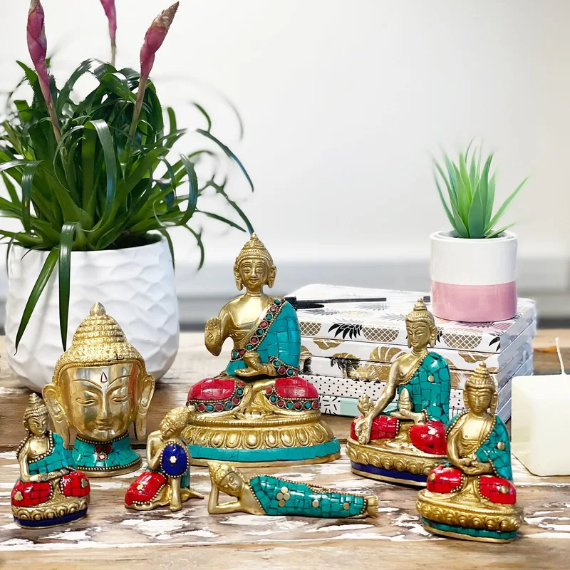 Brass Buddha Figure Hands Down 11.5 cm — foto 4