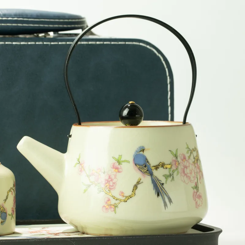 Travel Teapot Set & Two Cups - Blu Bird Qing Dynasty — foto 1