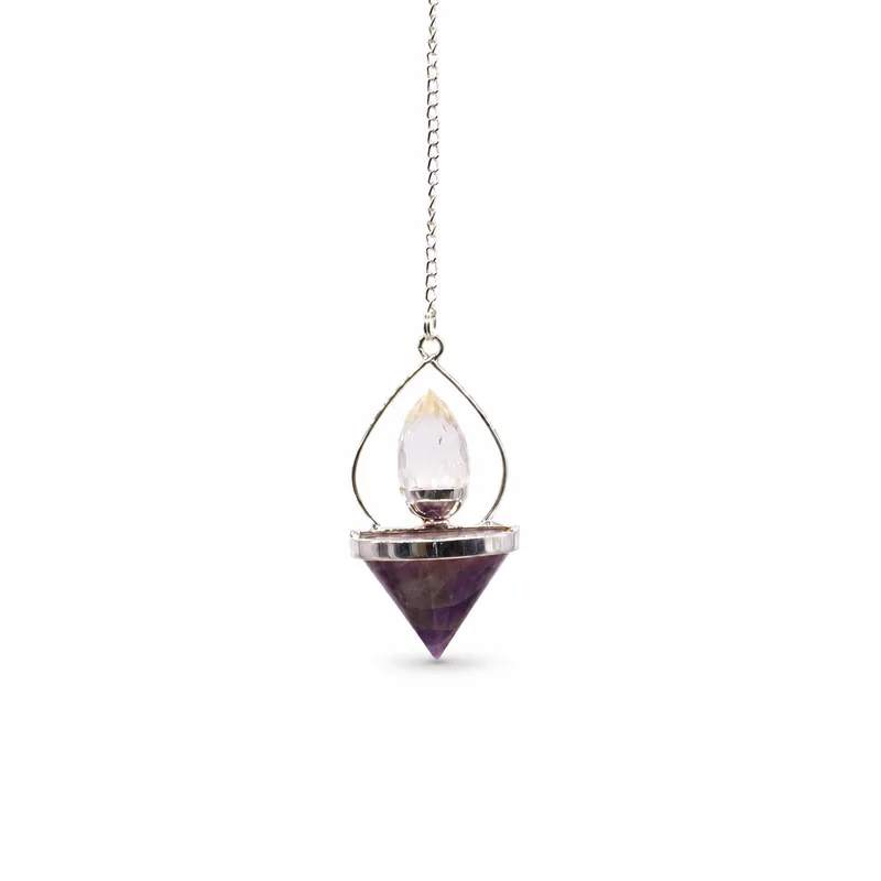 Gemstone Lantern of Life Pendulum Amethyst & Rock Quartz — foto 1