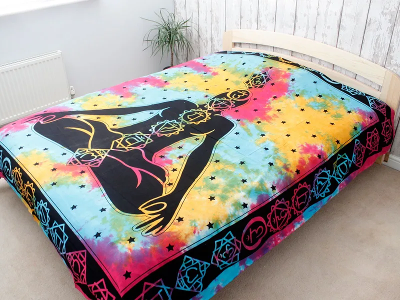 Double Cotton Bedspread + Wall Hanging Chakra Buddha 230cm x 200cm — foto 1