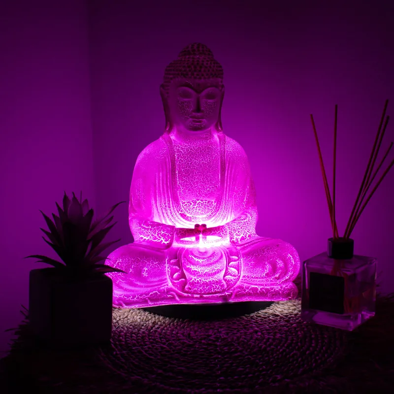 Meditation Buddha Lamp Cherry Crackle Oval Stand — foto 2