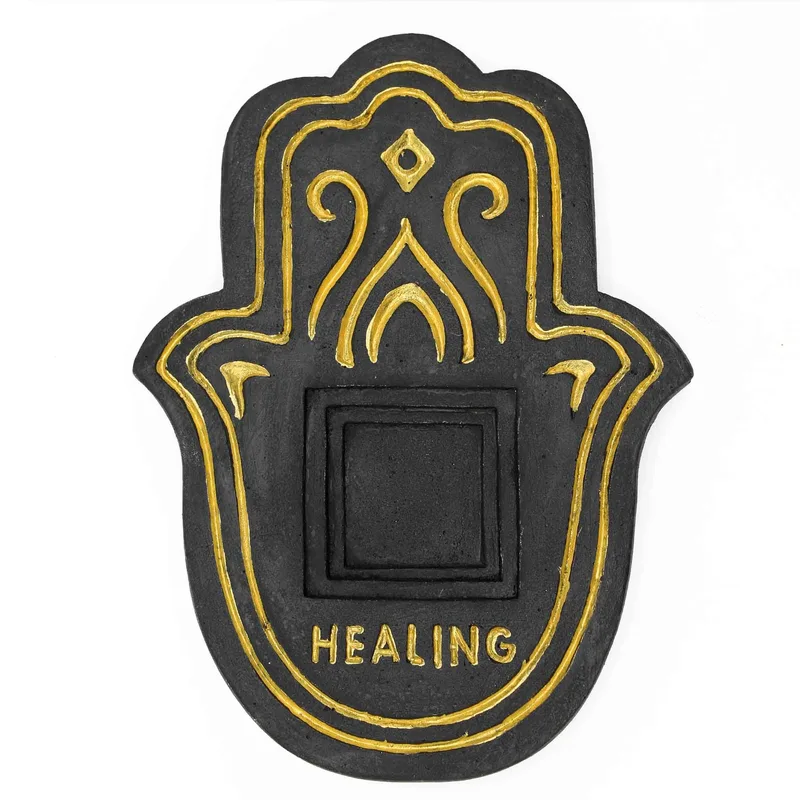 Healling Incenso Plate Nero & Oro Lava-Stone — foto 1