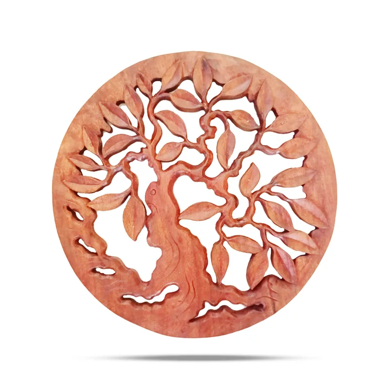 Round Decorative Wooden Chunk Albero of Life Panel 40cm