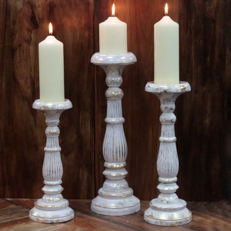 Large Candela Stand Bianco Oro — foto 3