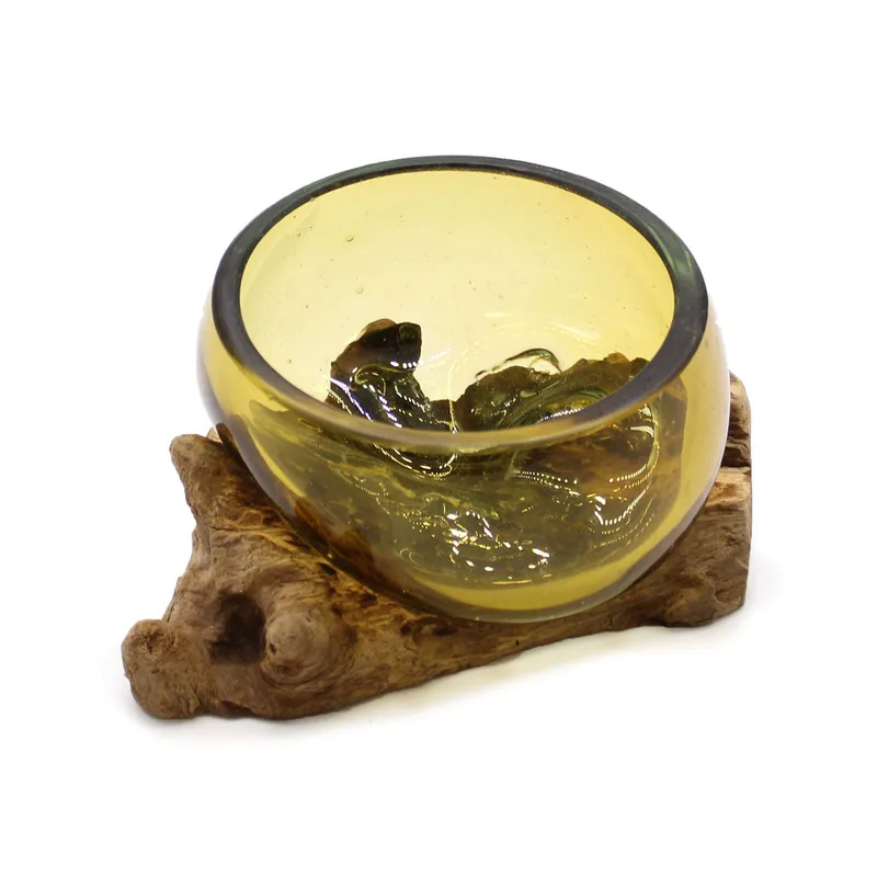 Molton Glass Mini Ambra Bowl on Legno