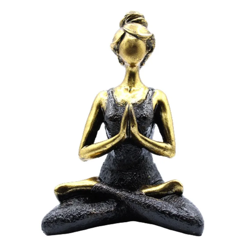 Yoga Lady Figure Bronze & Nero 24cm