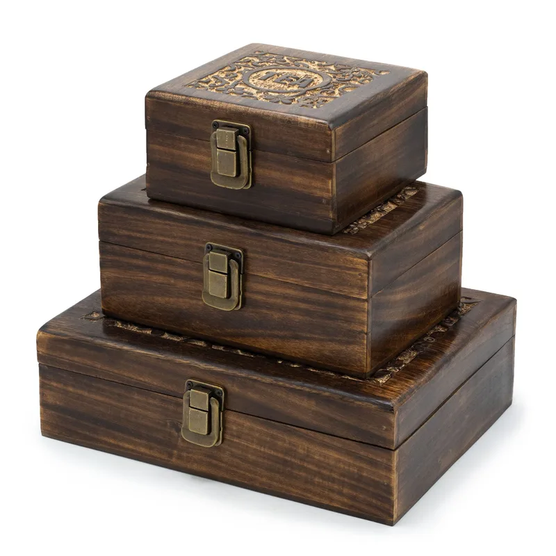 Mango Carved Tè Scatola - ( 12 compartments) 30x23x10cm — foto 3