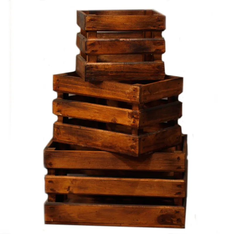 Set of 3 Storage/Display Boxes Brown