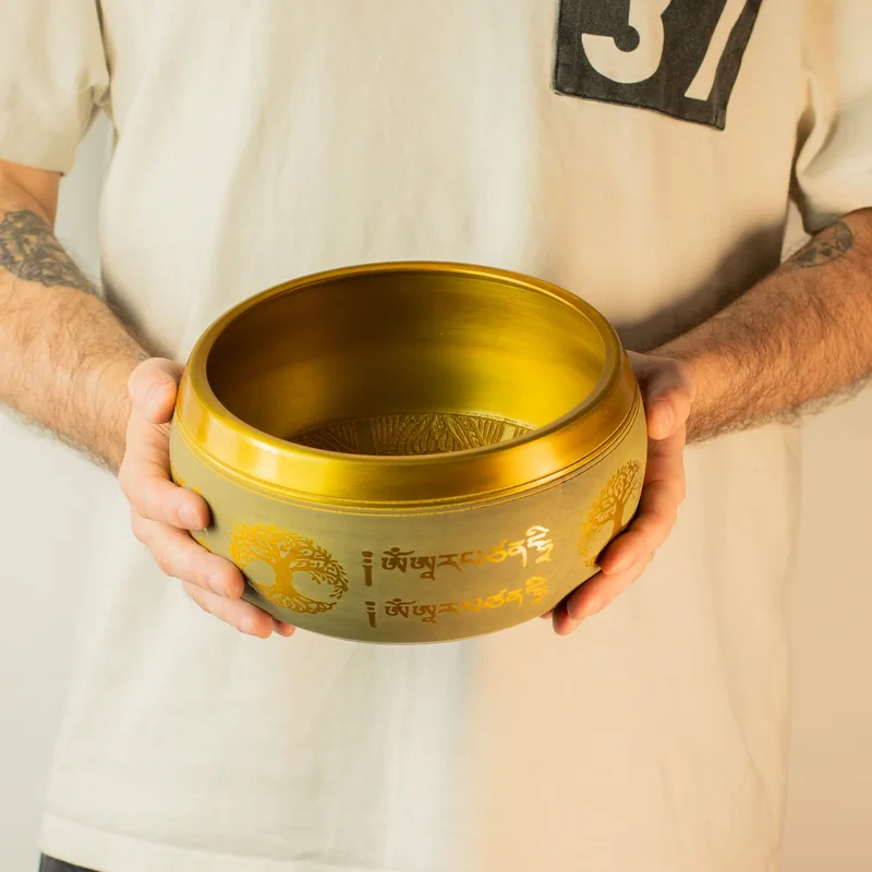 Large Aluminum Singing Bowl Buddha Albero of Life Copper Colour — foto 6