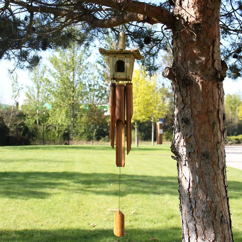 Square Seagrass Bird Scatola with Chimes 49x15cm — foto 1