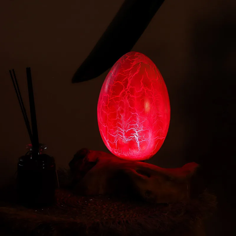 DriftGlow Lamp Crackle Fire Egg Shade Arancia — foto 3