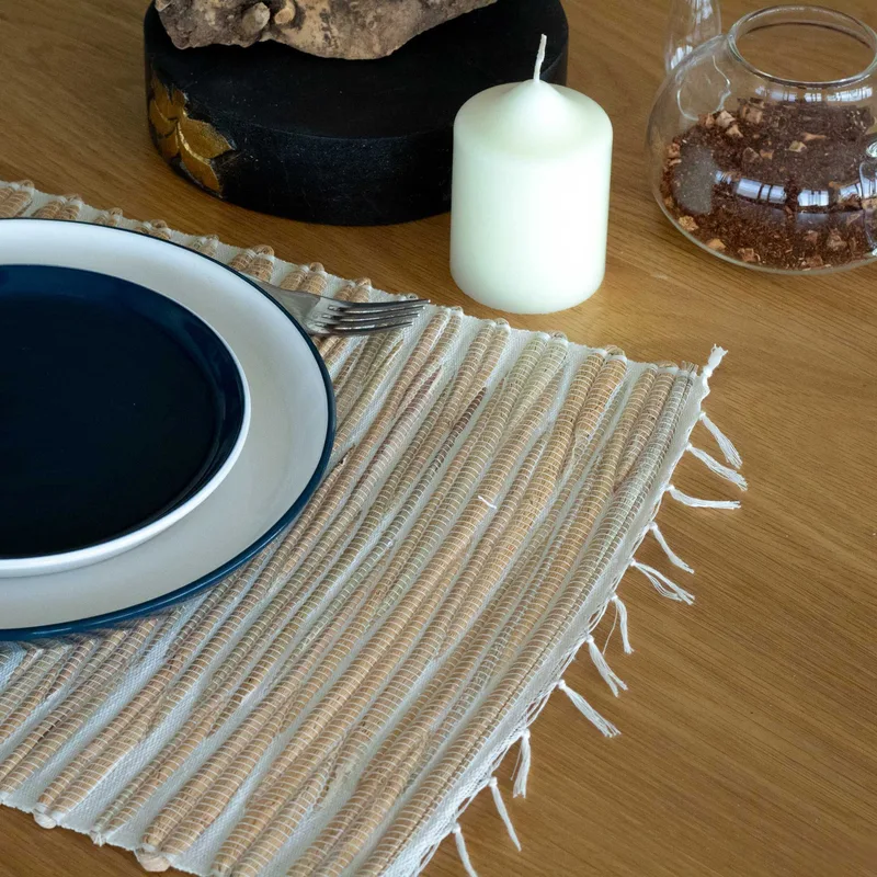 Tappetino da Pranzo in Iuta Naturale – Tigre Naturale con Orli