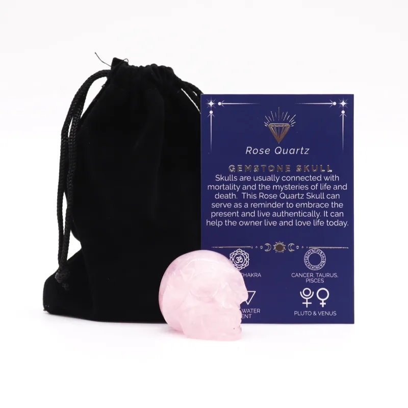 Gemstone Small Skull Rosa Quartz 40x30x28mm