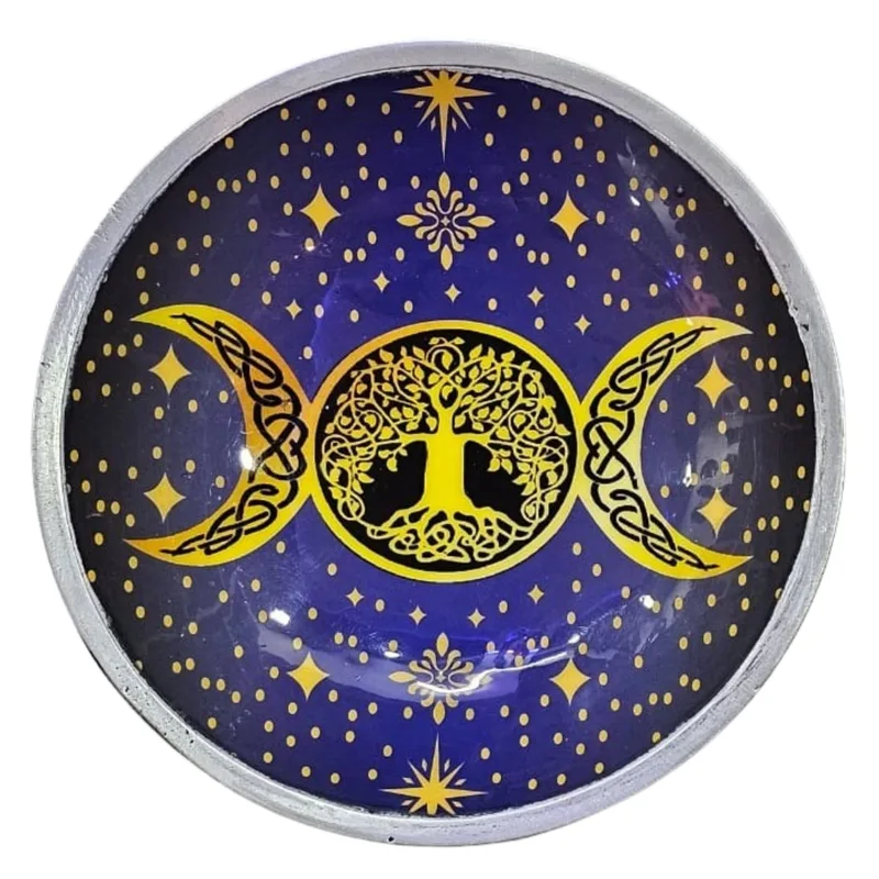 Triple Leg Enamelled Offering Plate Purple Triple Moon — foto 2