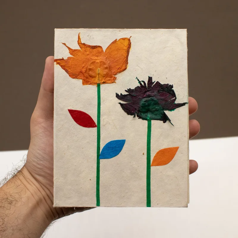 Med Lokta Notebook (15x12cm) - 45 leafs - Crafted Real Himalayan Floral Design — foto 3