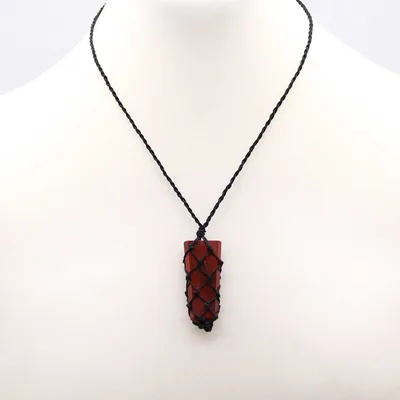 Laced Gemstone Flat Point Pendant - Red Jasper — foto 1