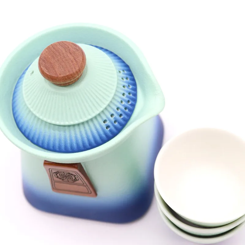 Temple Teapot Set & Three Cups Blu Heaven — foto 2