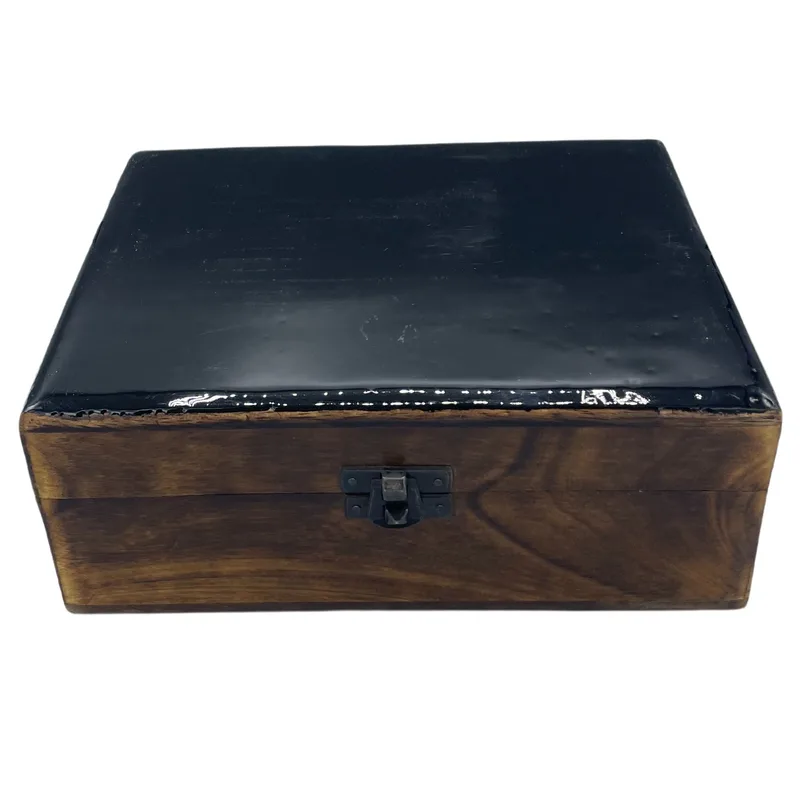 Large Ceramic Glazed Legno Scatola 20x15x7.5cm Nero