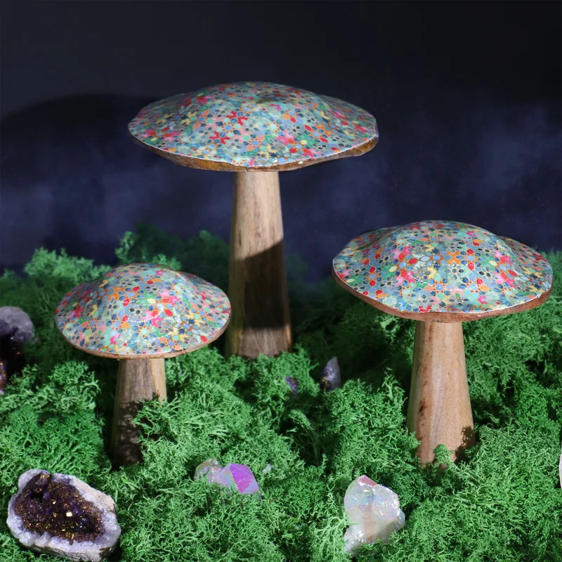 Small Enamelled Mushroom - 10cm - Mediterranean Tile Pattern — foto 3