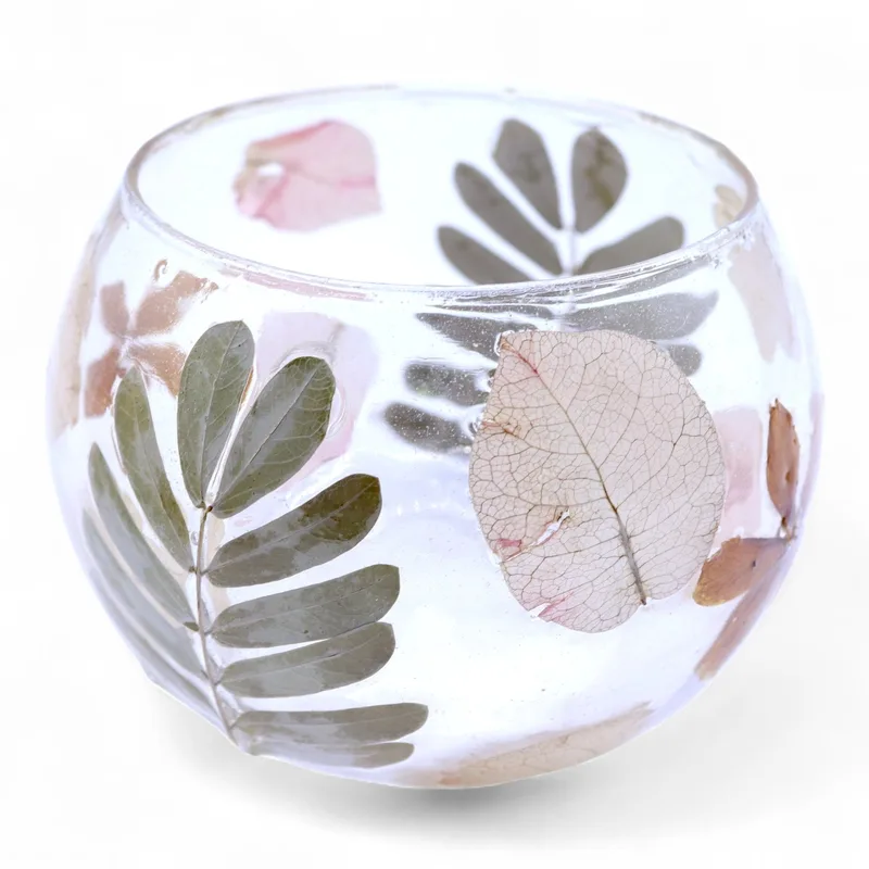 Naturale Floral Glass - Bowl Candela Porta - Primavera - (8x10cm) — foto 6