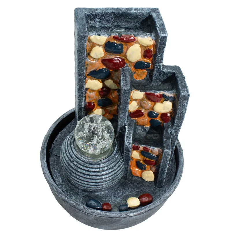 Pebble Wall Tabletop Water Feature with Crystal Ball — foto 1