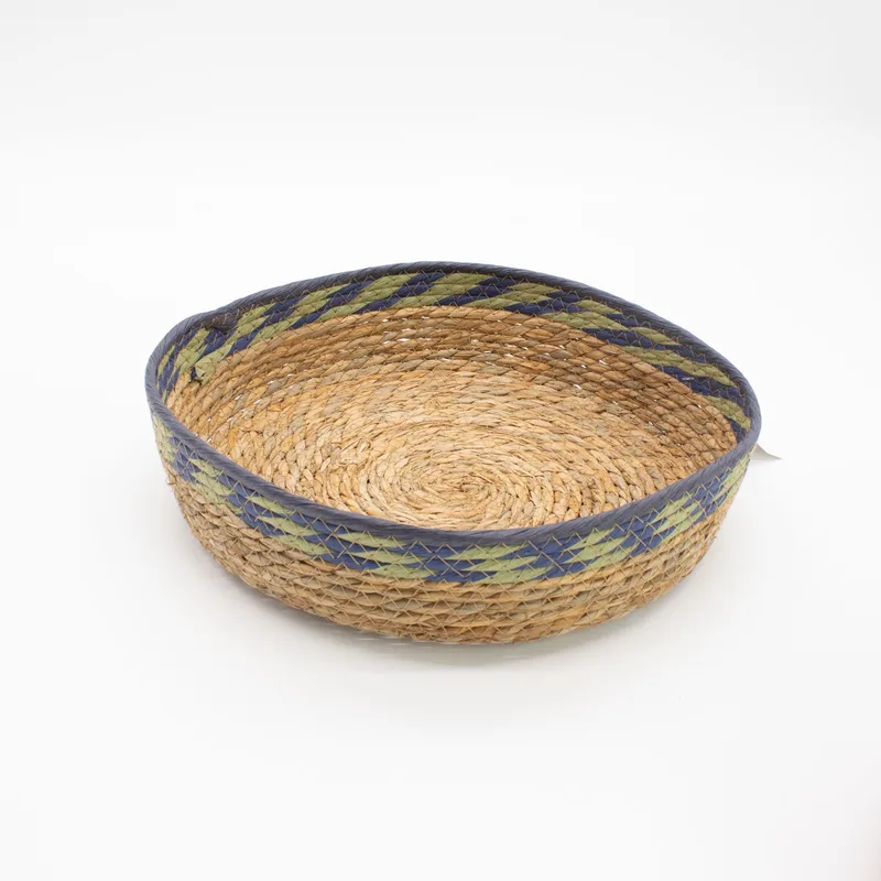 Straw & Seagrass Tray Baskets Naturale Verde & Blue Set of 3 — foto 2