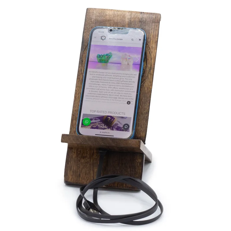 Supporto per Cellulare in Legno Intagliato – Buddha 20x9.5cm