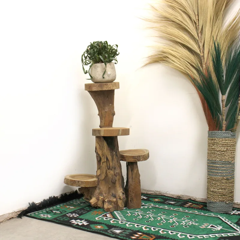 Espositore in Teak Naturale a 4 Ripiani Altezza 75 cm — foto 1
