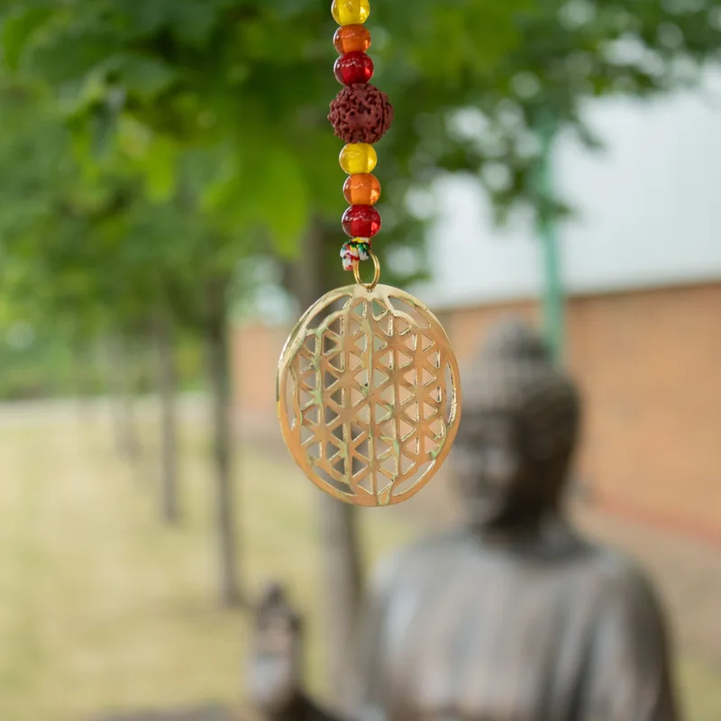 Indian Chimes Brass Fiore of Life with Rudraksha Beads String Bells 6x63cm — foto 4